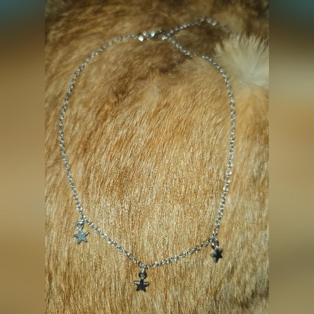 Silver Star Charm Choker Necklace